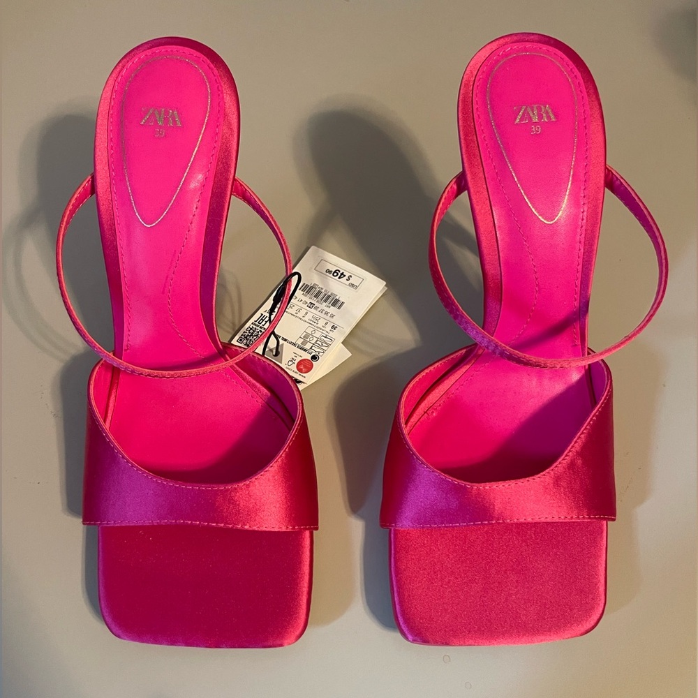 Zara Satin Mule Heels